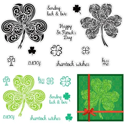 St. Patrick's Day Clear Stamps Leaf Clover Clear Stamps Scrapbooking Stamps for Card Making DIY