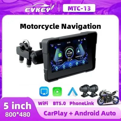EKIY 5inch Navigation Motorcycle DVR Waterproof Carplay Display Screen Portable Motorcycle Wireless