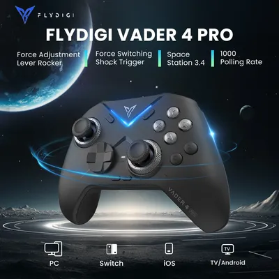 Flydigi Vader 4 Pro Bluetooth Wireless Gamepad,Force Switchable Trigger,Athletic Elite Game