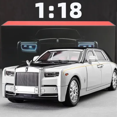 1:18 Rolls-Royce Phantom Model Car, Zinc Alloy Pull Back Toy Diecast Car with Sound and Light,