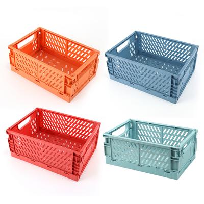 TEMU 4-8pcs Folding Box Folding Shopping Basket Crate Folding Stack Box Folding Box Multicolor, Storage Boxes For Organizing Image