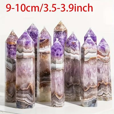 TEMU 1 Piece Of Unique Amethyst Lace Agate Tower, Featuring Crazy Lace, An , Ideal For Home Decor, And A Gift For Valentine's Day Or Any Holiday. Image