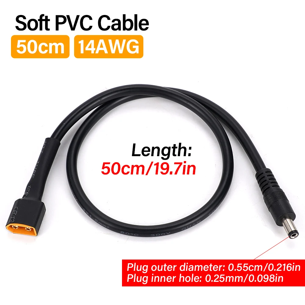 Xt60 Bullet-Stecker an Stecker DC DC5525 Stromkabel adapter 50cm Verbindungs kabel für ts100 ts101 elektronische Lötkolben Image