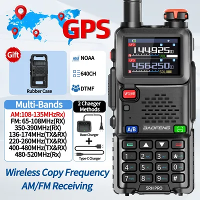 Baofeng UV-5RH PRO GPS Walkie Talkie Multi Band Wireless Kopierfrequenz AM FM Typ-c DTMF Long Range Two Way Radio für Camping