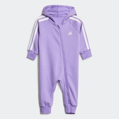 Overall ADIDAS SPORTSWEAR "I 3S FL ONE 225", Kinder, Gr. 104, N-Gr, lila (violet fusion, weiß), Obermaterial: 71% Baumwolle, 29% Polyester, sportlich, Overalls Image
