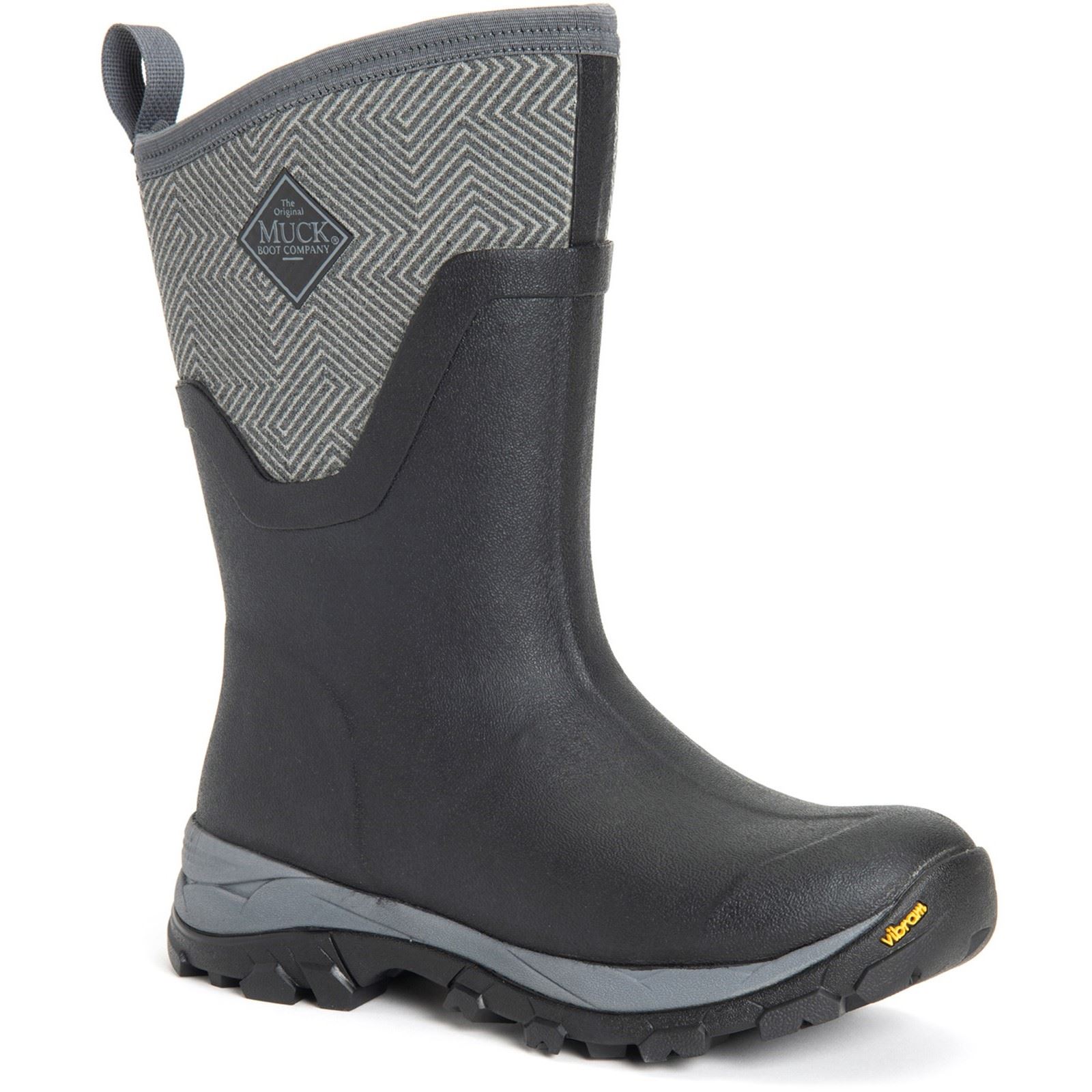 Muck Boots Arctic Ice Mid AGAT Gummi Schwarz/Grau Geometrische Gummistiefel