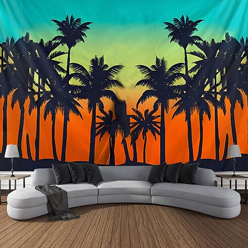 Sommer Palmen Hängende Wandteppich Wandkunst Große Wandteppich Wandmalerei Dekor Fotohintergrund Decke Vorhang Zuhause Schlafzimmer Wohnzimmer Dekoration Image