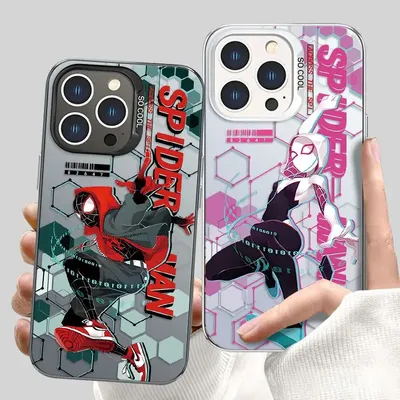 Marvel Spider Man and Gwen Pendant Phone Case For iPhone 16 15 14 13 12 11 Pro Max XR XS X 12 13