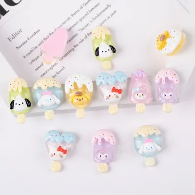 10 Pcs New Kawaii Cartoon Bright surface ice penetration IceCream Resin Scrapbook Diy Jewelry