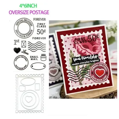 Oversize oversized Postage Cutting die clear stamp Stencil for Flower Birthday Card making Scrapbook