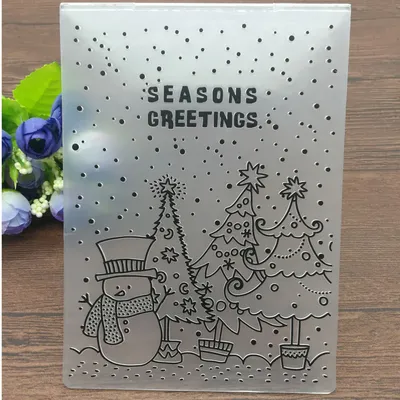 Christmas Embossing Folder DIY Card Papercraft Scrapbooking Decor Template Diary