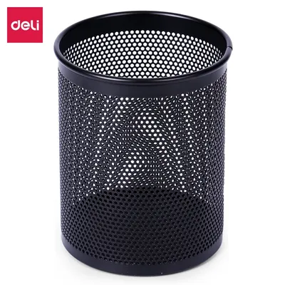 Deli Pencil Holder Office Desk Metal Mesh Square Round Pen Pot Cup Case Container Organiser Durable