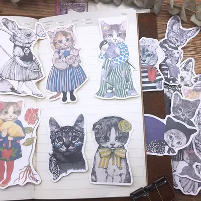 15PCS Cat adult Stickers Crafts And Scrapbooking stickers book Student label Decorative sticker kids