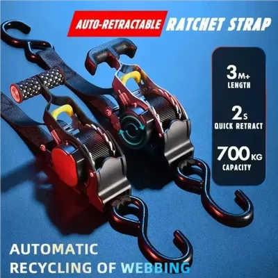 Retractable Auto Ratchet Strap Automatic Shrink Bundle Tape Retractable Belts For Motorcycles