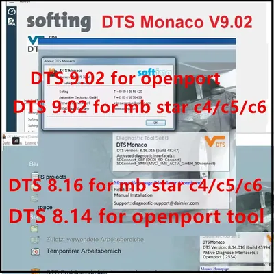 2024 Hot selling DTS Monaco V8.16 / 8.14 / 9.02 for mb star c4 sd c5 vci c6 for openport tool remote