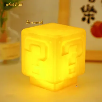 Mario Night Light Super Mario Question Mark Luminous Small Night Light Square Brick Room Decoration