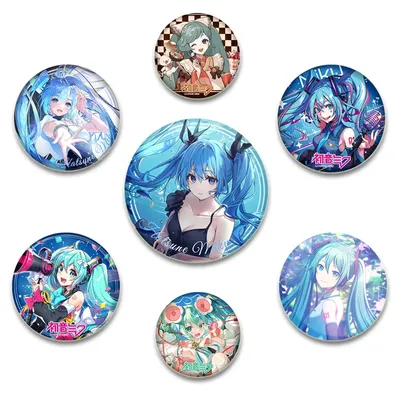 58mm Anime Cute Brooches Miku Cartoon Badge Cosplay Handmade Plastic Enamel Pins for Clothes