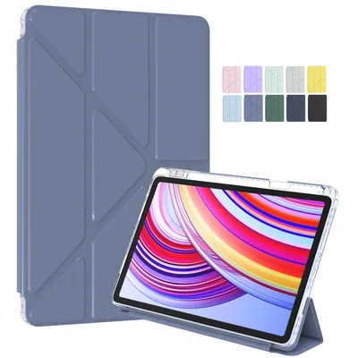 Tablet for Xiaomi Poco Pad 12.1 Case with Pen Holder Multi-folding Stand Clear Back Cover for Funda