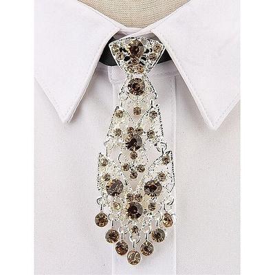 cravatta corta da uomo in metallo dorato – accessorio formale impreziosito da strass per matrimoni, ospiti ed eventi speciali