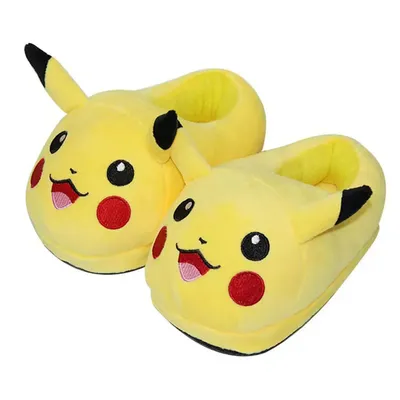 Pokemon Kawaii Pikachu Cotton Slippers Girls Indoor Anti-slip Winter Warm Full Wrap Charm Slippers