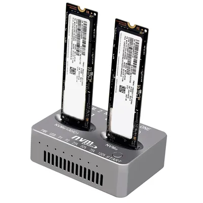 NVME Docking Station Gen2X 20Gbps Dual-Bay M.2 NVME SSD Clone USB3.2 Type C External Hard Disk Box