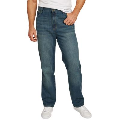 Men's Big & Tall Loose-Fit Side Elastic 5-Pocket Jeans by Liberty Blues in Blue Wash (Size 70 40)