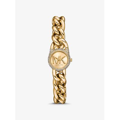 Michael Kors Petite Pavé Gold-Tone Chain-Link Watch Gold One Size