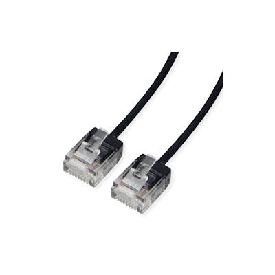 ROLINE UTP DataCenter Patchkabel Kat.6A (Class EA), LSOH, slim, extra kurzer Stecker, schwarz, 0,5 m Image