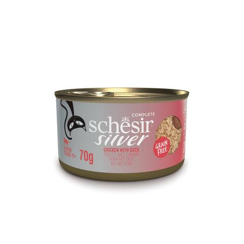 12x70g Schesir Silver Senior Huhn & Ente Katzenfutter nass