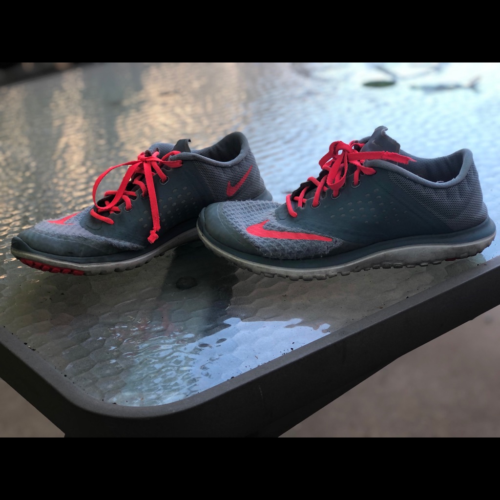 Nike Shoes | Gray Nike Running Tennis Shoes. | Color: Gray/Orange | Size: 8