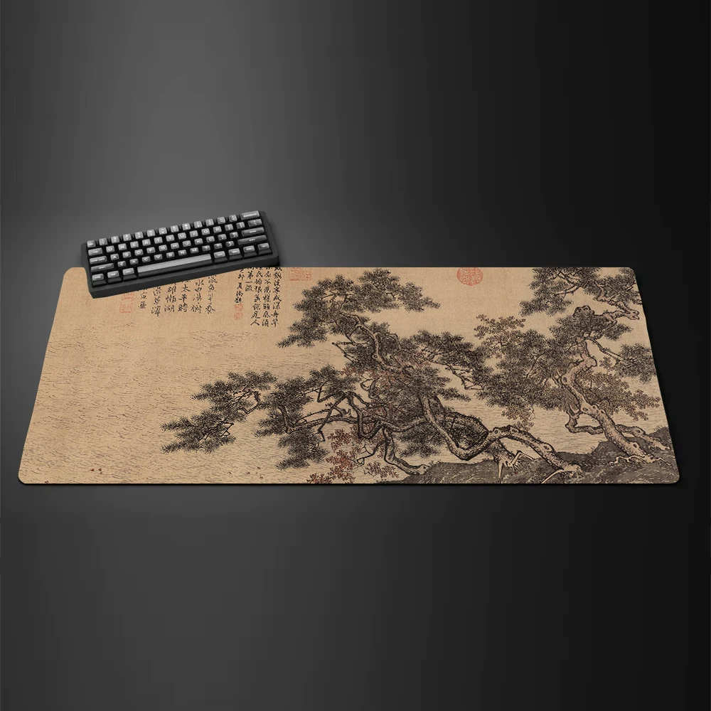 Braune Textur-Mauspad, einfache Kunst, große Computer-Büro-Gamer-Schreibtischunterlagen, XXL-Gummi, rutschfeste Gaming-Tastatur, lange Tischsets Image