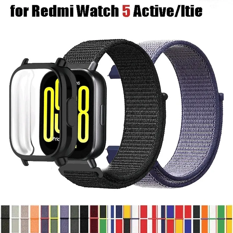 Nylon-Schlaufenarmband + Hülle für Redmi Watch 5 Active/Lite-Armbandschale für Xiaomi Redmi Watch 5 Lite/Active Sport Strap&Case Image