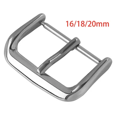 Silberne Uhrenschnalle, Edelstahl-Dornknopf, 16 mm, 18 mm, 20 mm, Uhrenarmbänder, Verschluss, Uhrenzubehör Image