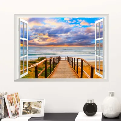 Fenster Natur Landschaft Lebendige Gebrochen Loch Wand Aufkleber Wohnkultur Wohnzimmer Schlafzimmer Image