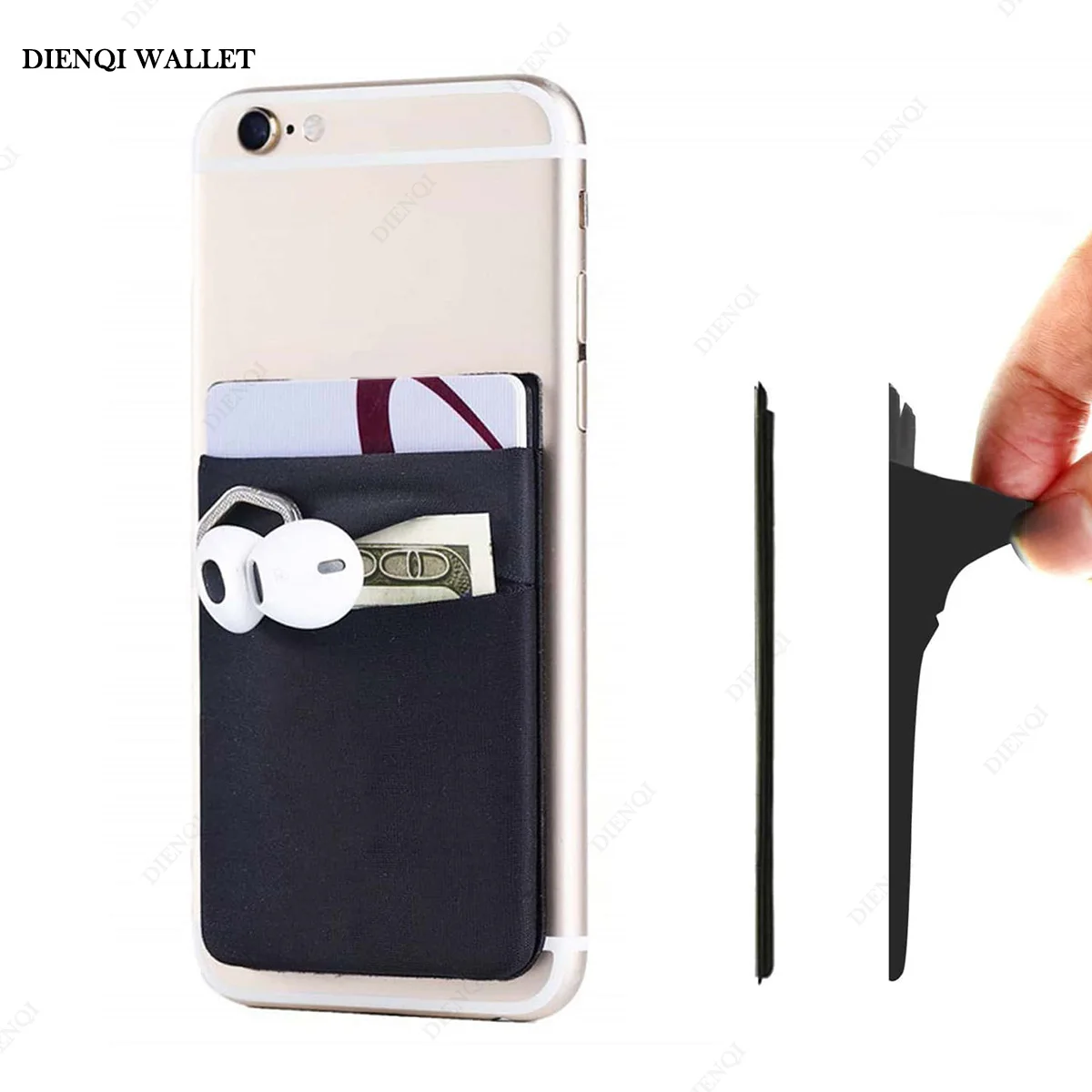 Adesivo per carte di telefono Porta carte di credito in tessuto elastico di moda Porta carte di credito Porta carte di credito Tasca adesiva