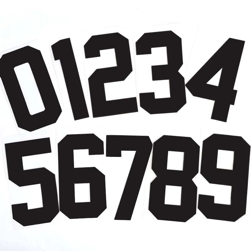 20*11 CM/Grande Numero Lettera Toppe E Stemmi Vestiti Adesivo, 0 ~ 9 Bianco, Nero Numero Digitale Jersey Distintivi Trasferimento di Calore Ferro sulle Toppe E Stemmi