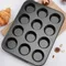 12 fori Teglia da forno per cupcake Acciaio antiaderente Muffin Stampo per torta Rotondo Budino Biscotti Pan Biscotto Teglia da forno Forniture per cottura