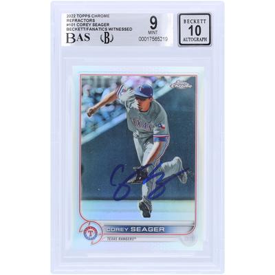 V106832 Ranger Corey Seager Texas Rangers signiert 2022 Topps Chrome Refractor #101 Beckett Fanatics bezeugte authentifizierte 9/10 Karte Corey Seager AUT TPP TRADING CARDS 45646 AUTTRC CA01B00086 #4 Image