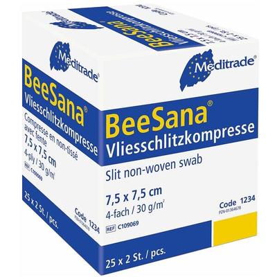 Meditrade Vliesschlitzkompresse 4-fach »BeeSana« 25 x 2 Stück