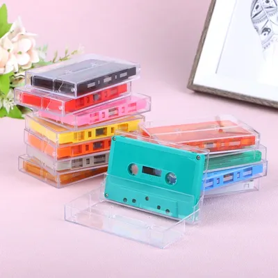 1Set Standard Cassette Color Blank Tape Player With 45 Minutes Magnetic Audio Tape Clear Storage Box