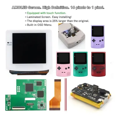 White OLED Screen Type C Rechargeable Touch Laminated AMOLED Screen Drop in For GBC GameBoy Color