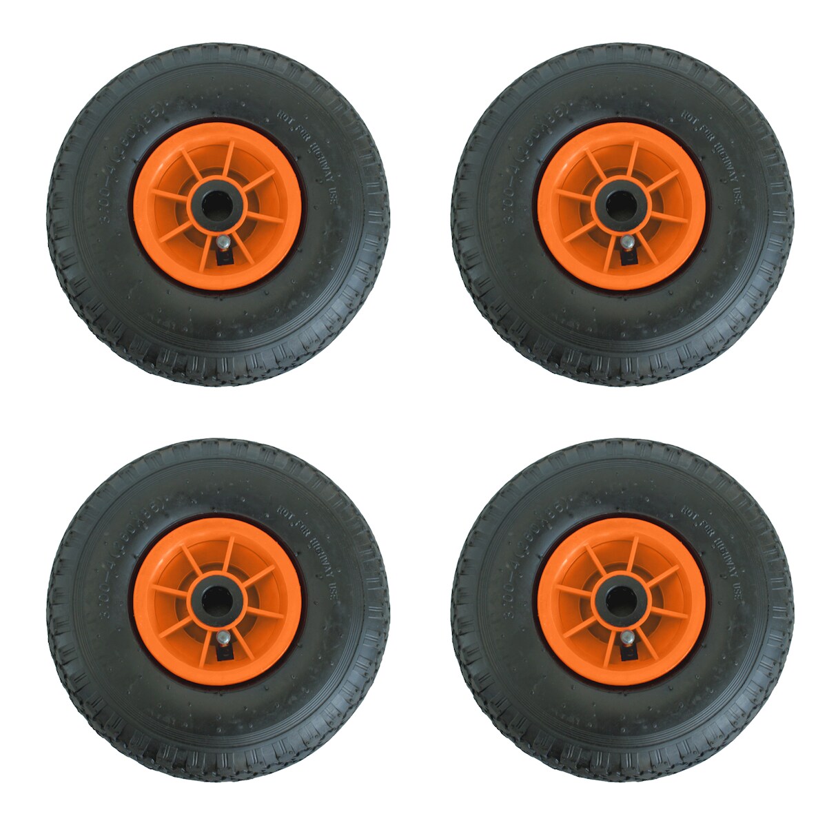 Baumarktplus 4x Sackkarrenrad Luftrad 260x85 mm 3.00-4 75 mm zentrierte Nabe Ø 20 mm orange robustes 4 PR Gewebe Image