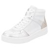 Plateausneaker REMONTE, Damen, Gr. 40, weiß, silberfarben, goldfarben, Leder, Lederimitat, kontrastfarbene Details, sportlich, Schuhe, Freizeitschuh, Schnürschuh, High Top-Sneaker mit Kontrastbesatz