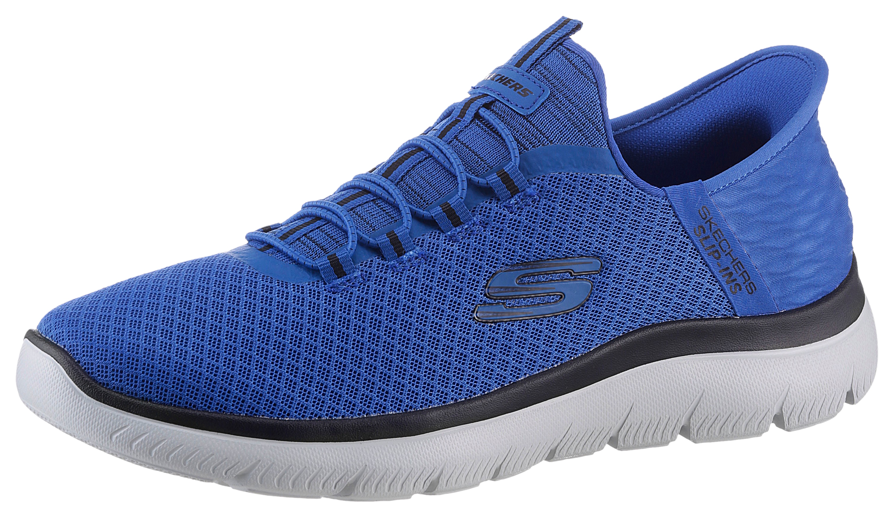 Slip-On Sneaker SKECHERS "SUMMITS-HIGH RANGE", Herren, Gr. 49,5, blau (royalblau), Textil, Schuhe, Freizeitschuh mit Slip Ins-Fersenpart für einen leichten Einstieg