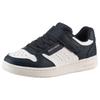 Sneaker SKECHERS "QUICK STREET", Kinder, Gr. 28, blau (navy, weiß), Lederimitat, kontrastfarbene Details, sportlich, Schuhe, Retro Sneaker mit Klettverschluss, Größenschablone zum Download
