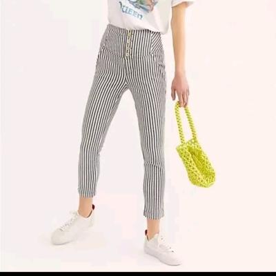 Free People Pants & Jumpsuits | Free People Frankie High Waist Striped Fisherman Pants Button Fly Nautical 8 Nwt | Color: Black/White | Size: 8