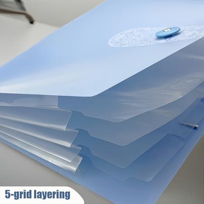 TEMU 5-layer Portable File Storage Folder - Organizer For Test Papers, Documents & More, Durable Blue With Labels, Home Or Office Use, Office Storage Solution | Sleek File Folder | Easy Image