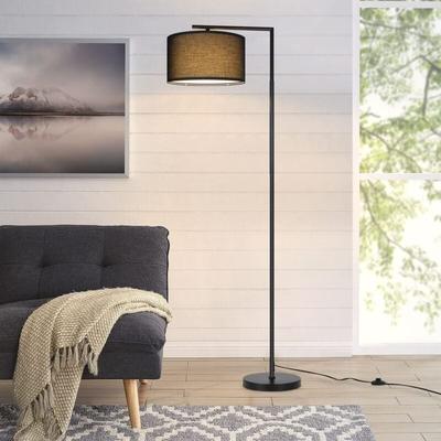 Stehlampe Wohnzimmer Schwarz Stehleuchte: Standleuchte Stoff Design Modern Deko Bogenlampe E27 Image