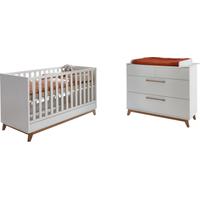 Babymöbel-Set ARTHUR BERNDT Babyzimmer Set »Lina« 2-teilig, weiß (kreideweiß), B/H: 70cm x 140cm, Holzwerkstoff, Massivholz, Hartfaserplatte, Melamin, Metall, Schlafzimmermöbel-Sets