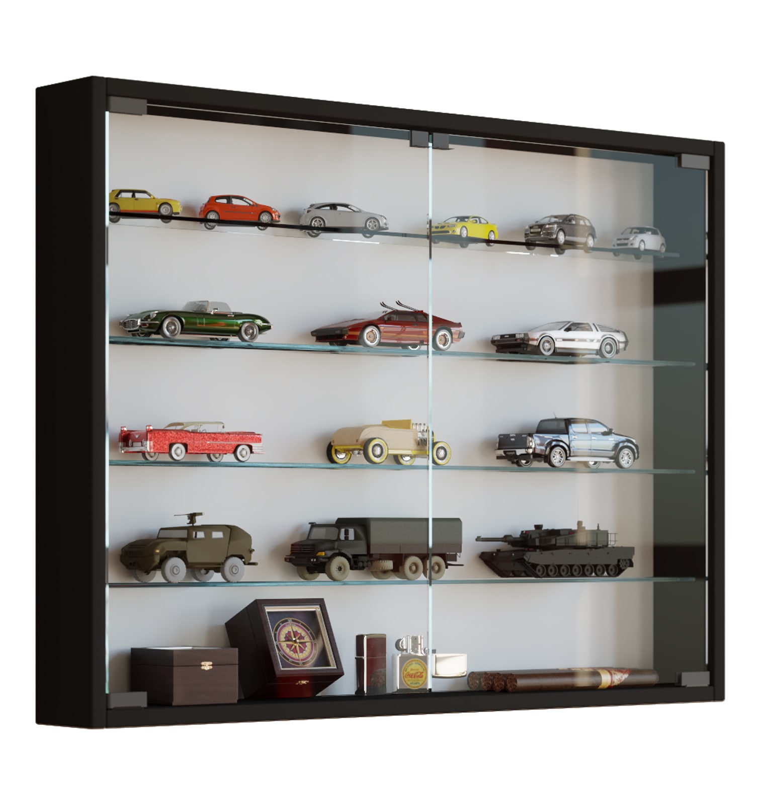 Wandregal VCM "Hängevitrine Wandvitrine Sammel Deko Mandosa L" Gr. 80, schwarz, B:80cm H:60cm T:10cm, Regale, Wandregal